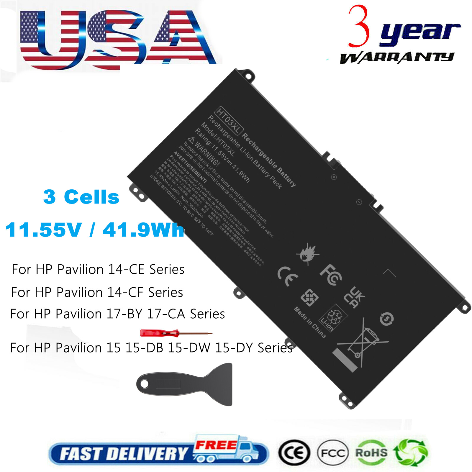 Battery for HP Pavilion 15-DA 15-DA0066CL 15-DA0002DX 15-DA0079NR 15-DA1005DX
