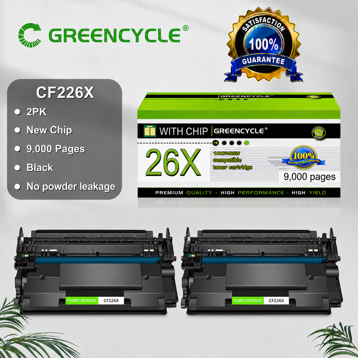 2PK For HP Laserjet Pro M402n MFP High Yield CF226X 26X Black Toner Cartridge