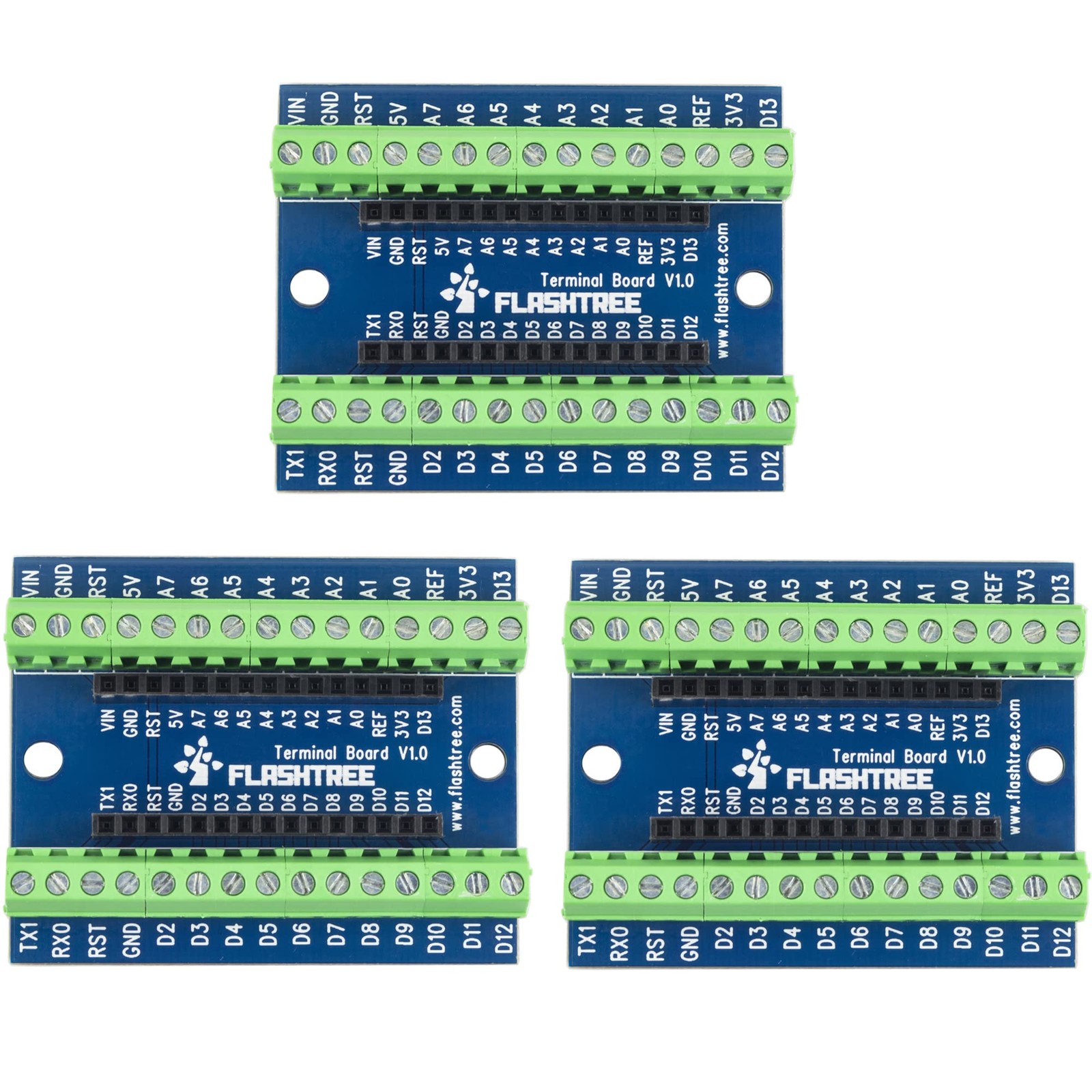 3pcs Screw Terminal Breakout Board for Arduino Nano V3.0 (0.15" Blue)