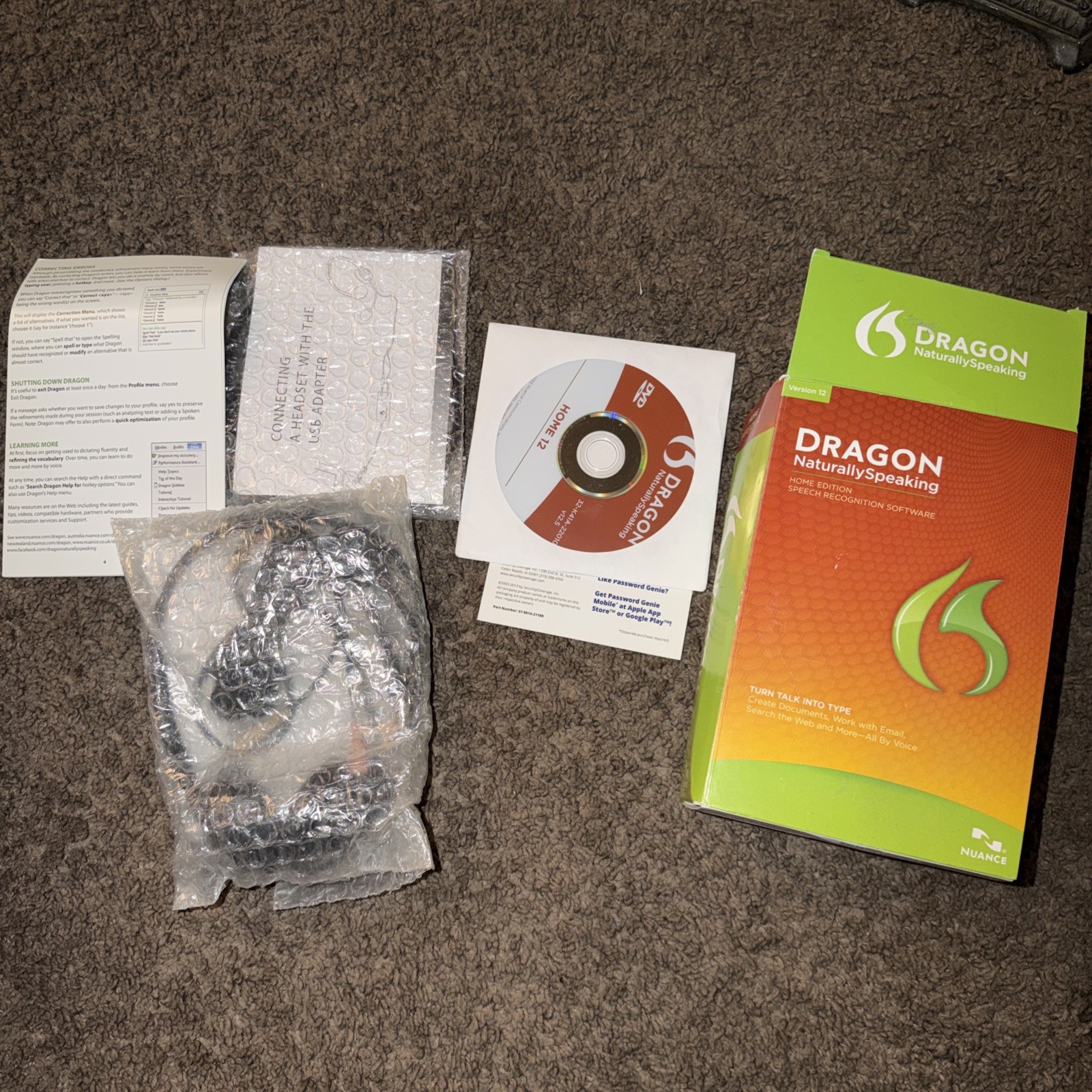 Nuance Dragon NaturallySpeaking 12 Home Edition Speech Recognition Software -New