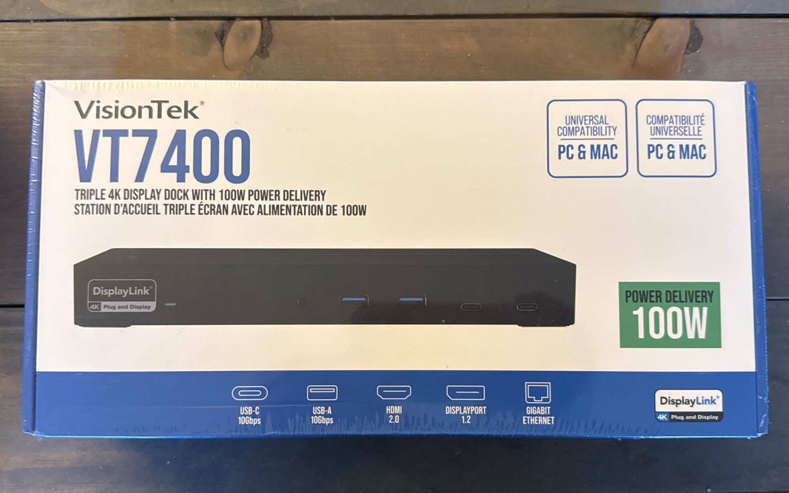 VisionTek VT7400 Triple 4K Display Dock 100W PD USB-C DisplayLink - NEW SEALED