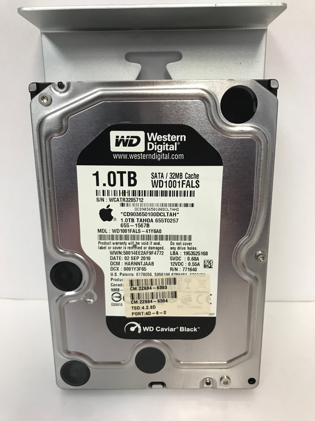 APPLE 655-1567B 3.5" 1.0TB SATA HARD DRIVE WITH TRAY