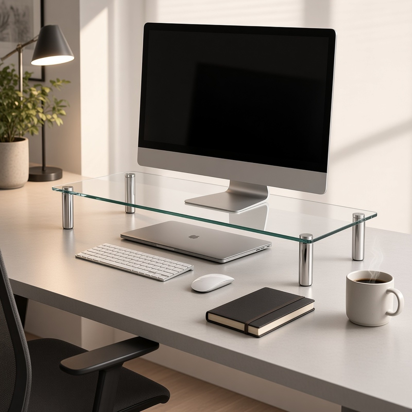 Glass Monitor Riser Stand, 22.8 x 8.3 in