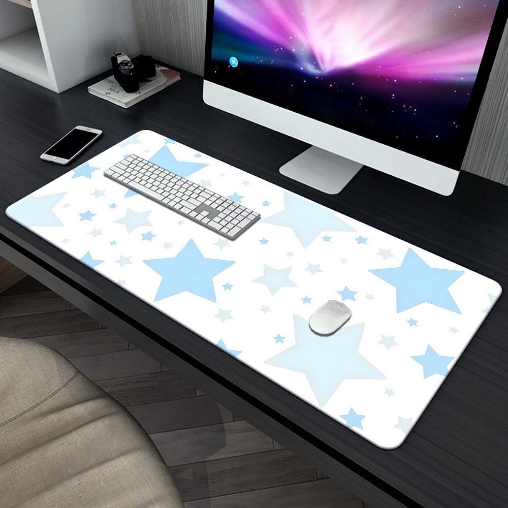 1pc Blue Star Pattern Keyboard Game Mouse Pad, Office Computer PC Gaming Table
