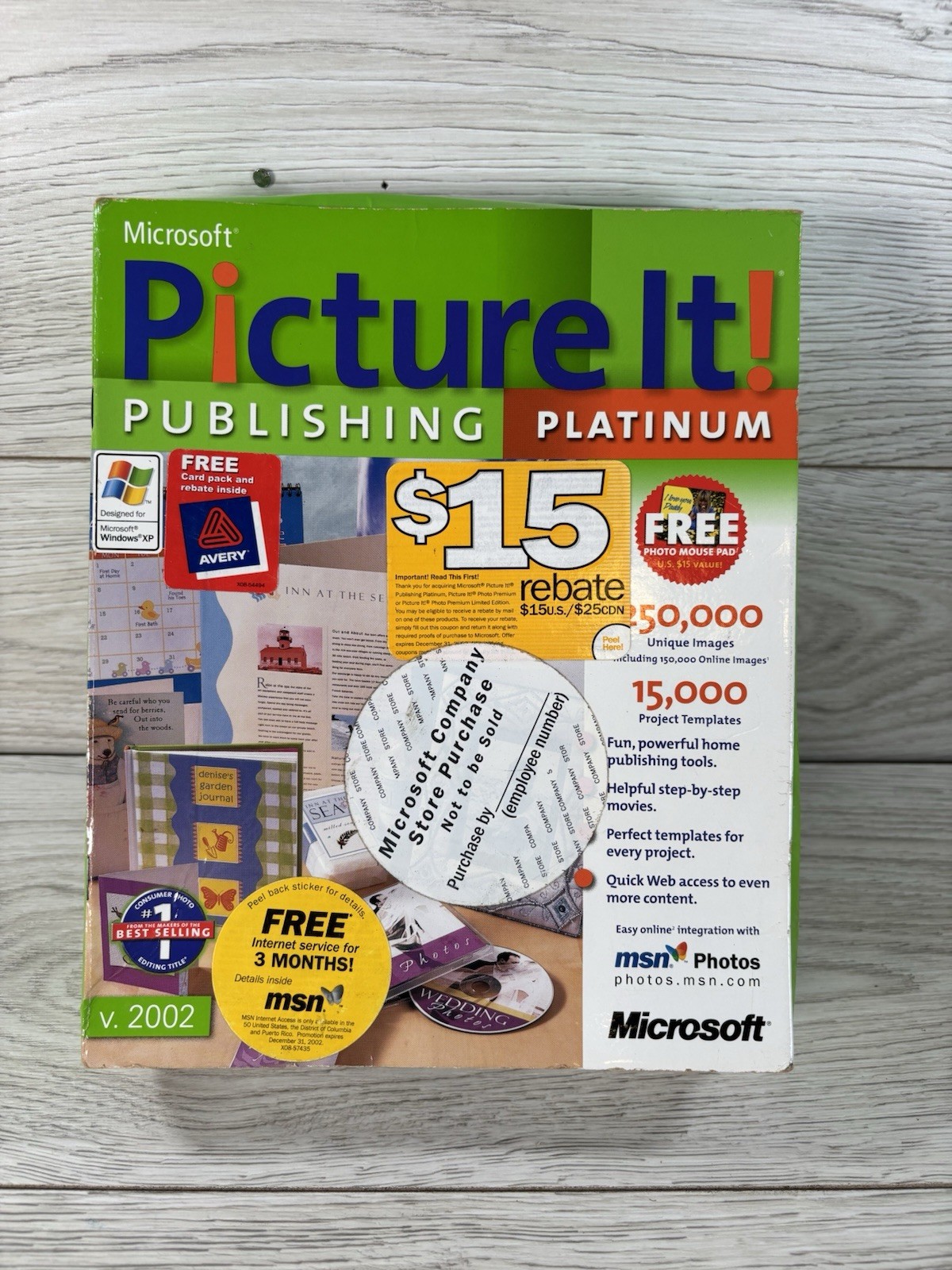 Picture It Photo Editing Software Project Card Microsoft Pub Platinum 2002 NEW