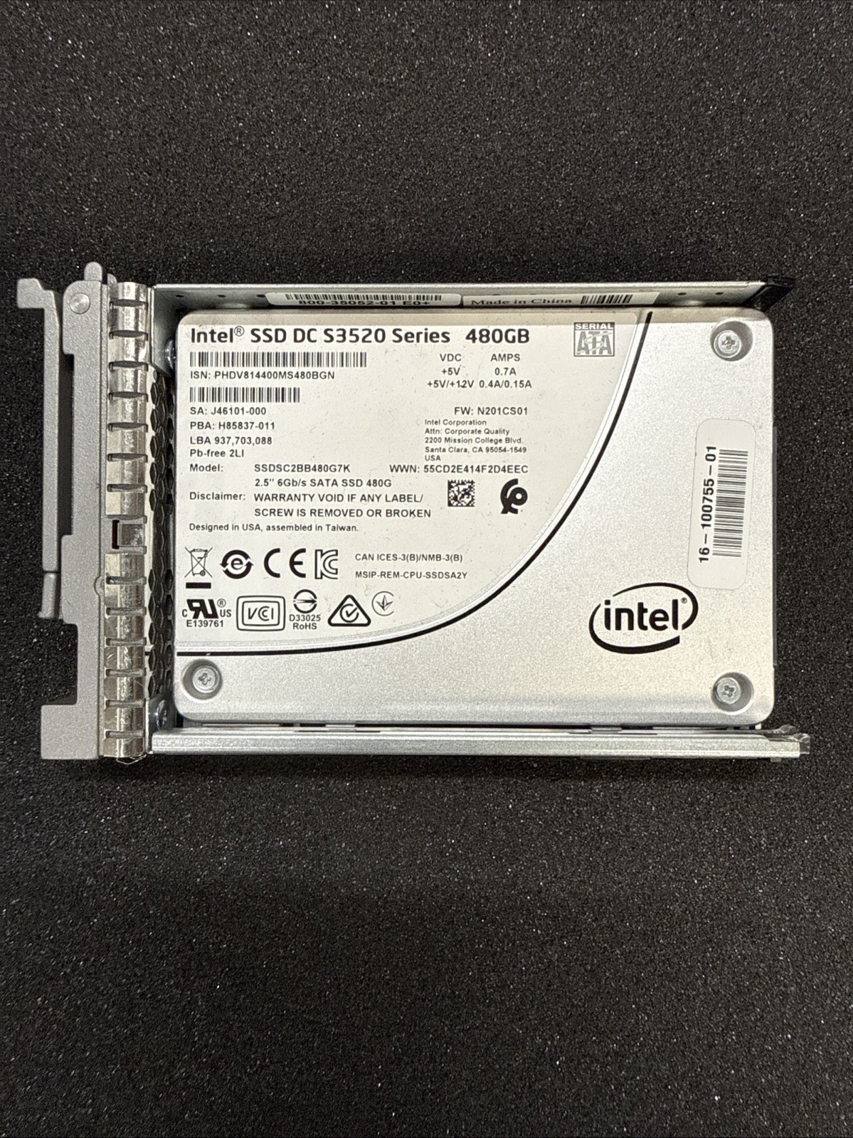 Intel SSD DC S3520 SSDSC2BB480G7 480GB 2.5" SATA III 6Gb/s Enterprise SSD