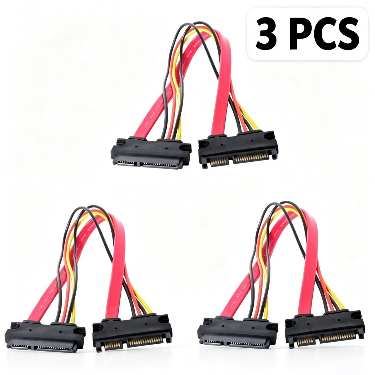 22 Pin SATA Extension Cable 7+15 Pin Male to Female for HDD SSD Power Data 3pcs