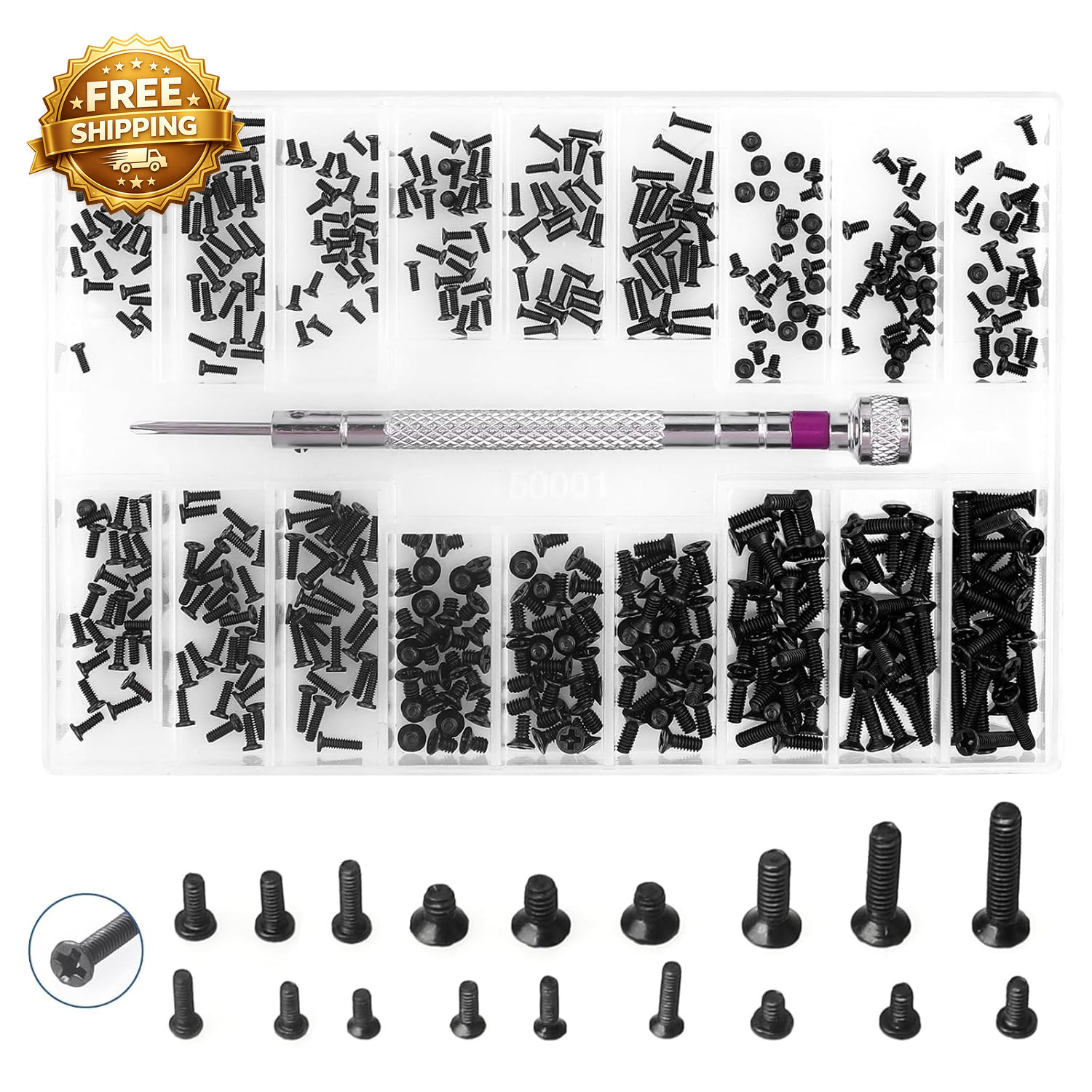 Computer Screws Laptop Screws 500 Pcs M1.2/M1.4/M2.0 Small Screws Kit
