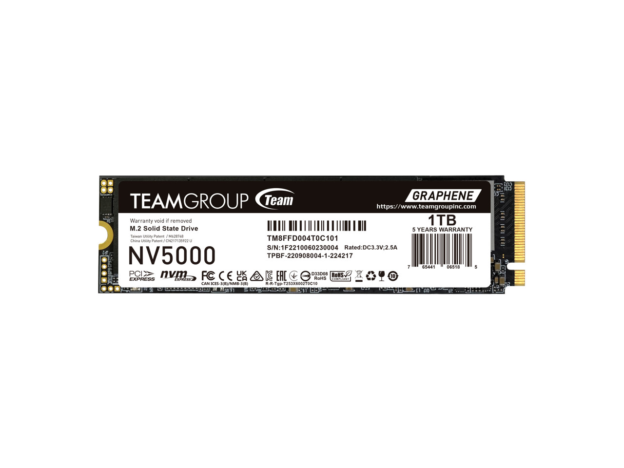 Team Group NV5000 M.2 2280 1TB PCIe 4.0 x4 with NVMe Internal Solid State Drive