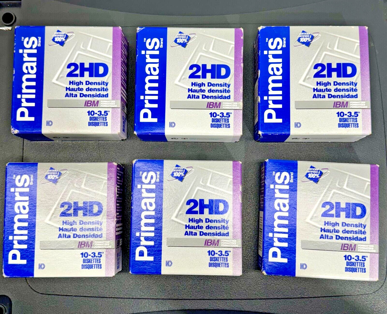 PRIMARIS 2HD HIGH DENSITY IBM FORMATTED 10- 3.5" DISKETTES 6 BOXES BRAND NEW