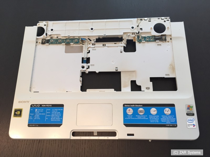 Sony Vario VGN-FE21S Replacement Part: Palmrest + Touchpad Cover TN7100F