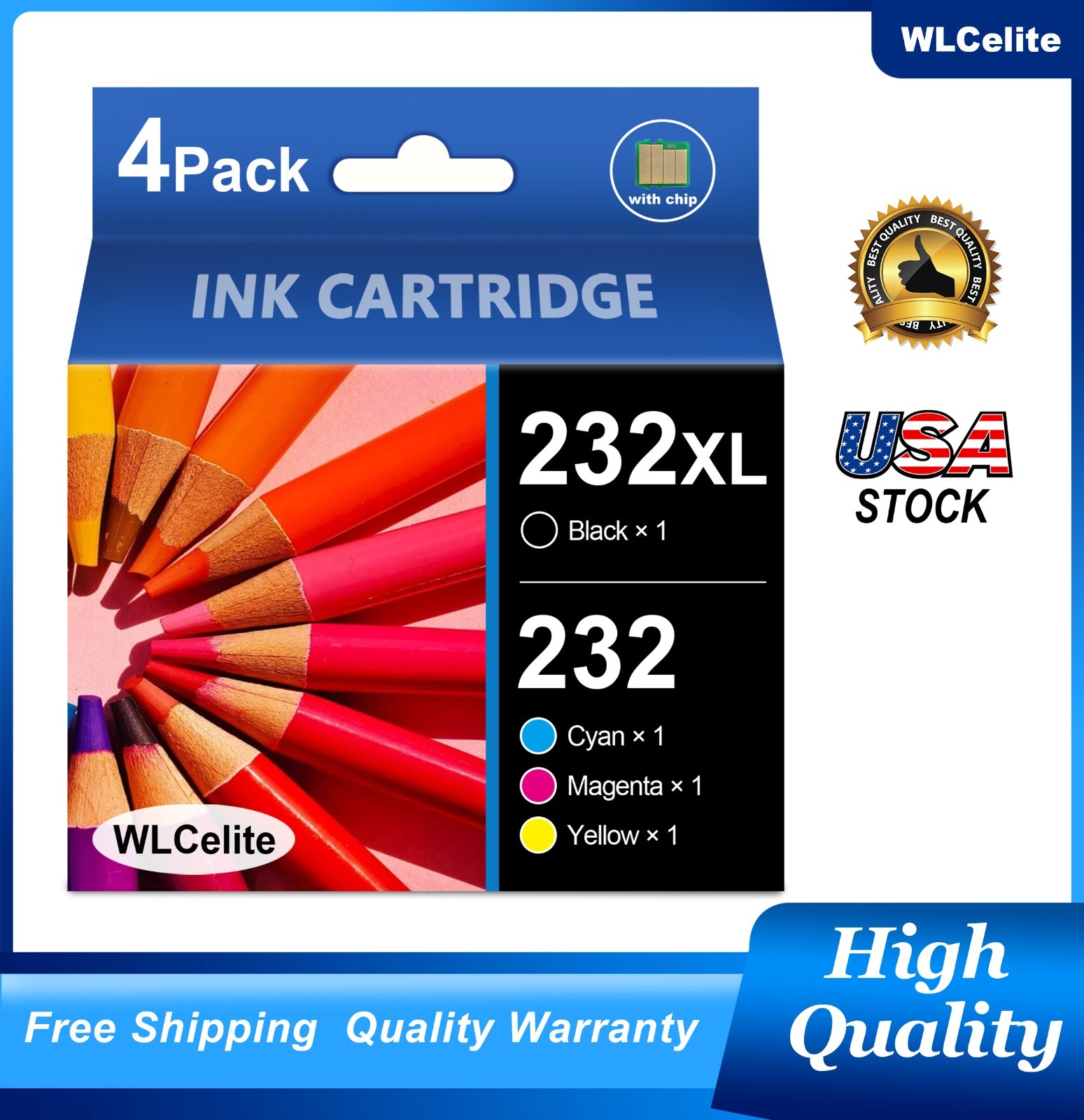 4PK 232XL 232 Ink Cartridges Combo Pack Replacement for Epson WorkForce XP-4200