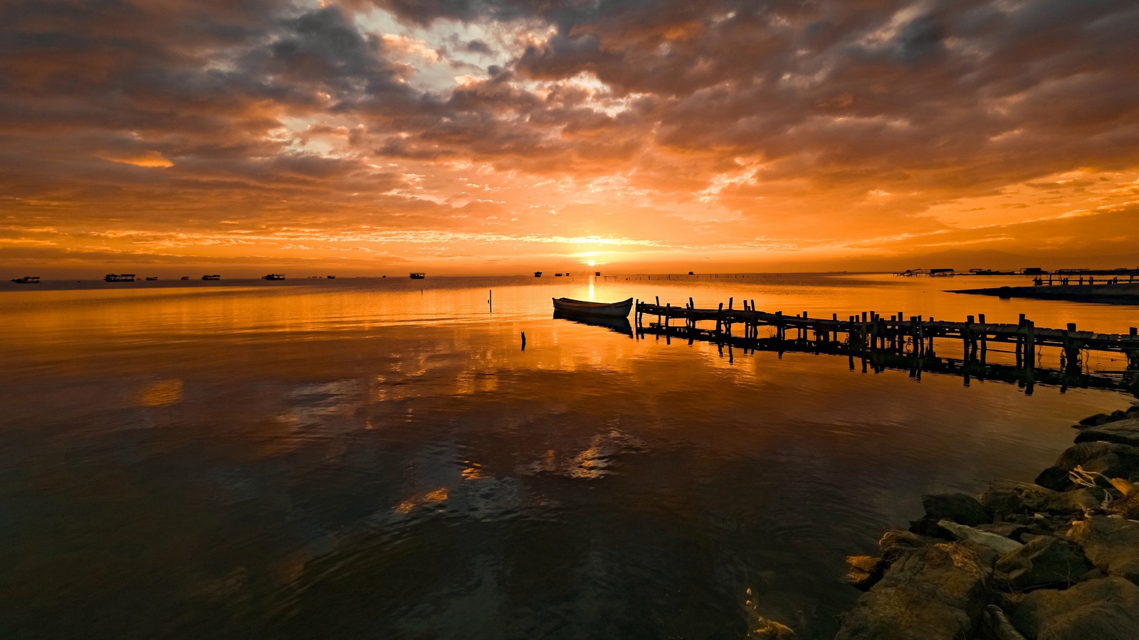 Landscape nature sunset pier silhouette Custom Gaming Mat Desk