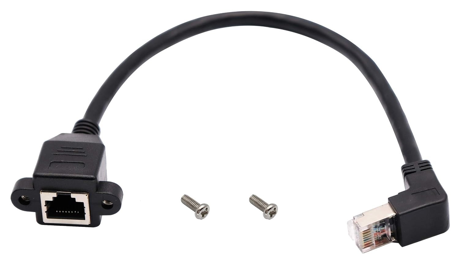 Cat 6 Ethernet Cable 90 Degree down Angle RJ45 Male to Female Shielded Ethernet