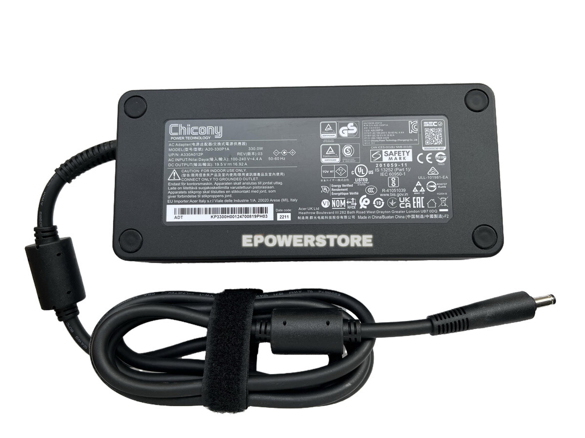 Chicony 330W AC Adapter Charger For Acer Nitro 5 AN515-46-R5XN Power Supply Cord