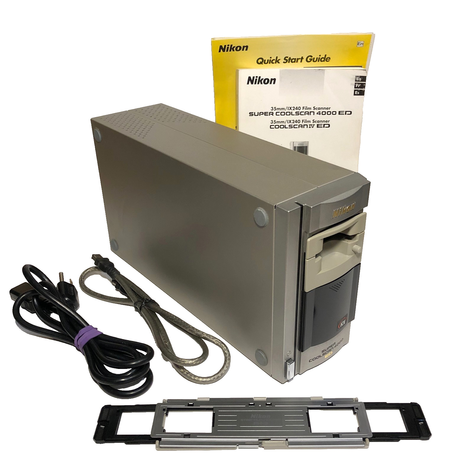 NIKON Super CoolScan LS 4000 ED Scanner MA-20 Slide Adapter & FH-3 WORKING