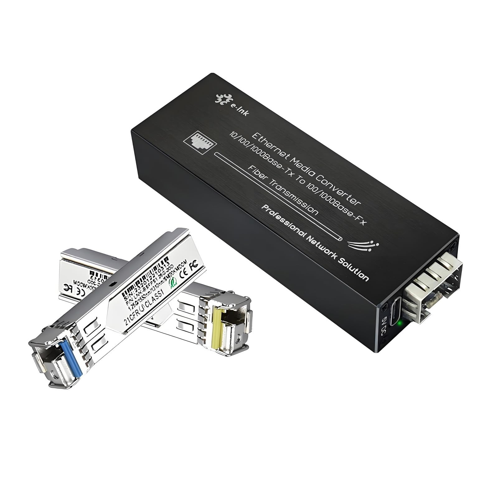 Elenzk Micro Mini Gigabit Fiber Media Converter, 10/100/1000Mbps Ethernet IP ...