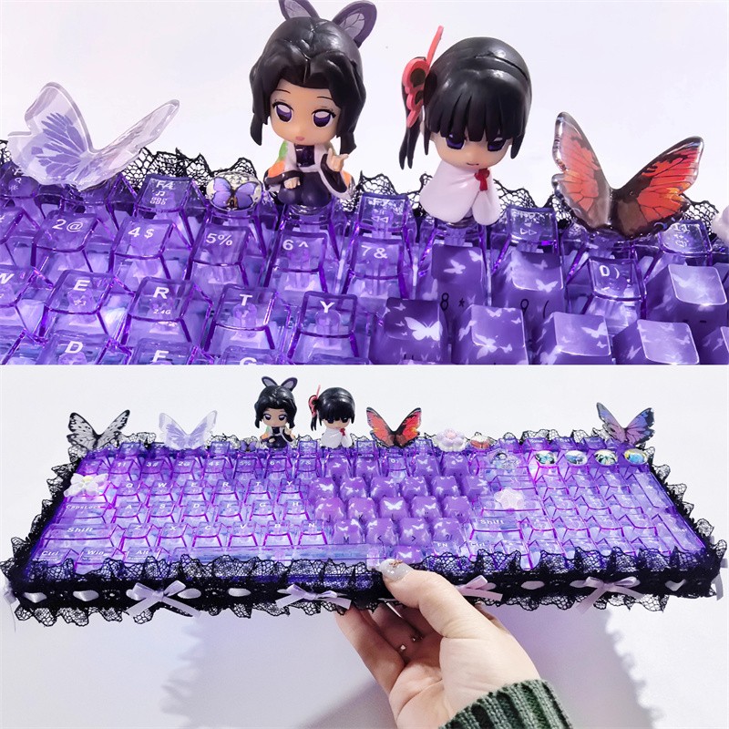 Kochou Shinobu Doll RGB Bluetooth Wireless Mechanical Keyboard 100keys Tri-mode