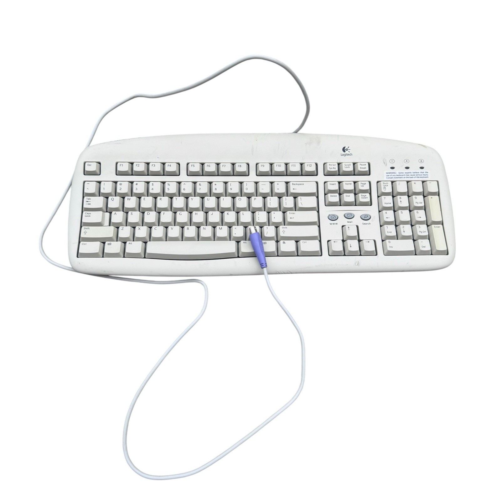 Logitech Y-SG13 Corded PS/2 Deluxe Access Keyboard White