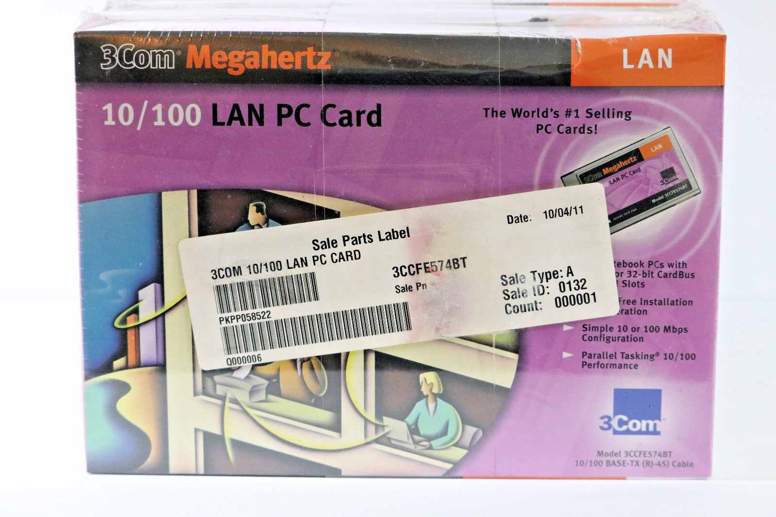 *NEW* 3Com 10/100 PCMCIA Ethernet LAN PC Card 3CCFE574BT BASE-TX Cable SEALED
