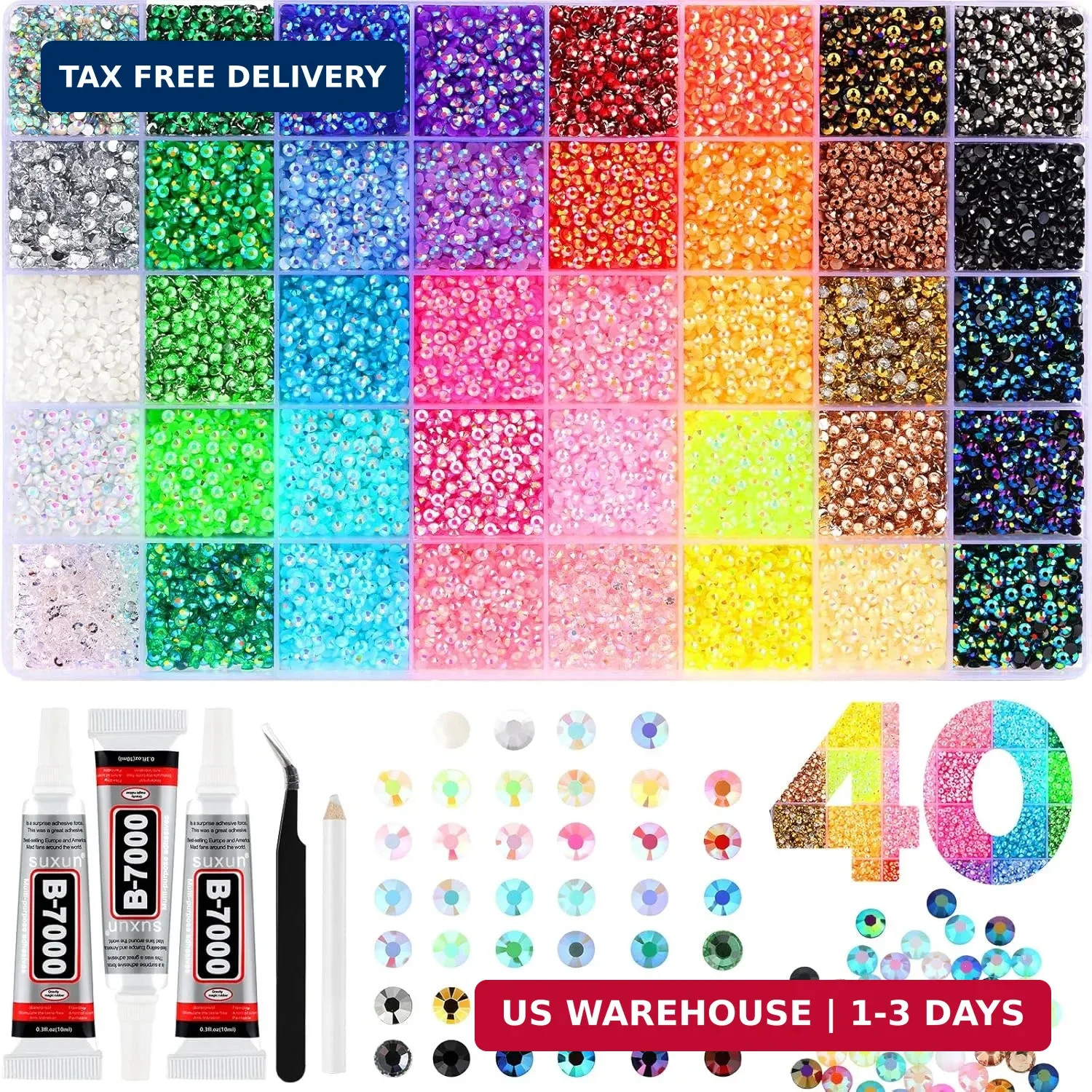 40 Colors Resin Jelly Rhinestones for Bedazzling, 3mm 32000 Pcs Flatback Gems fo