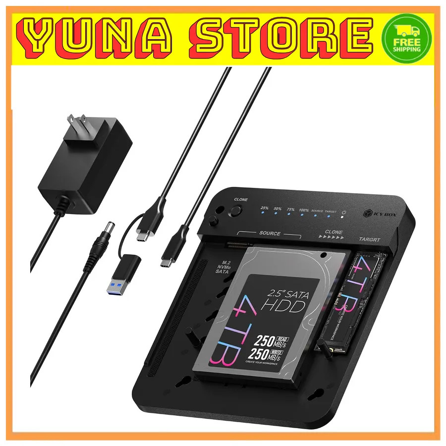 Icy Box M.2 NVMe SATA SSD HDD Docking Station USB-C 10Gbps Offline Clone Reader