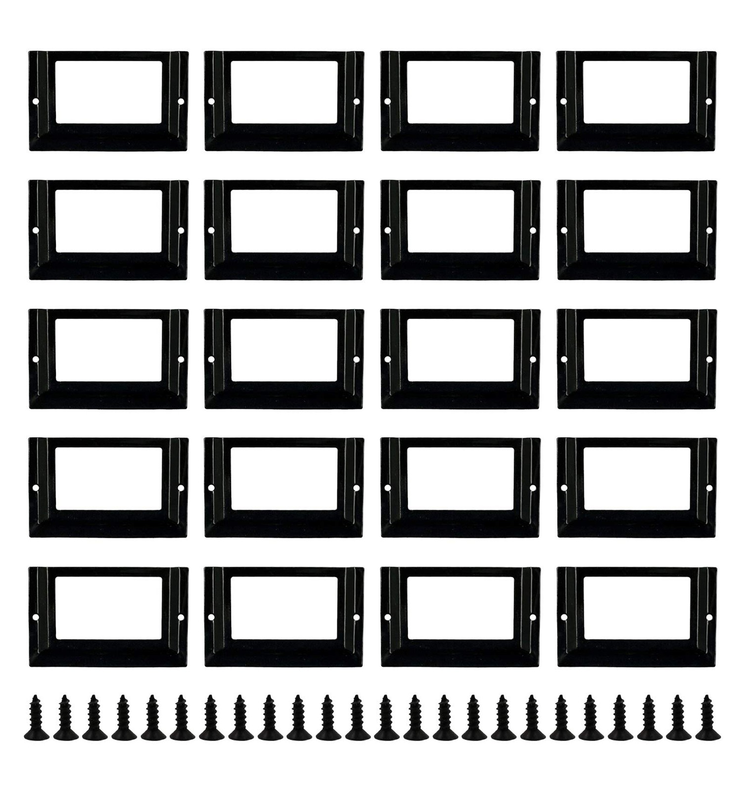 20Pcs Antique Label Holder 3.1" X 2" Metal Name Card Frame for Office Library Fi