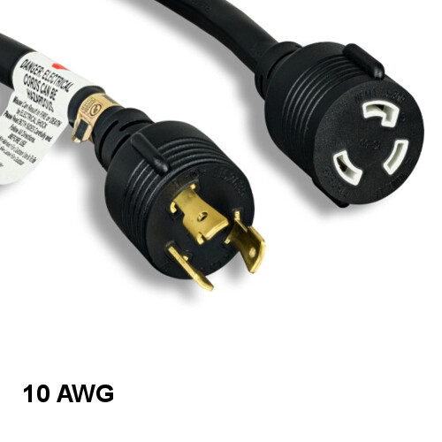 Kentek 25' NEMA L5-30P to L5-30R Extension Power Cable 10 AWG 30A SJT Heavy-Duty