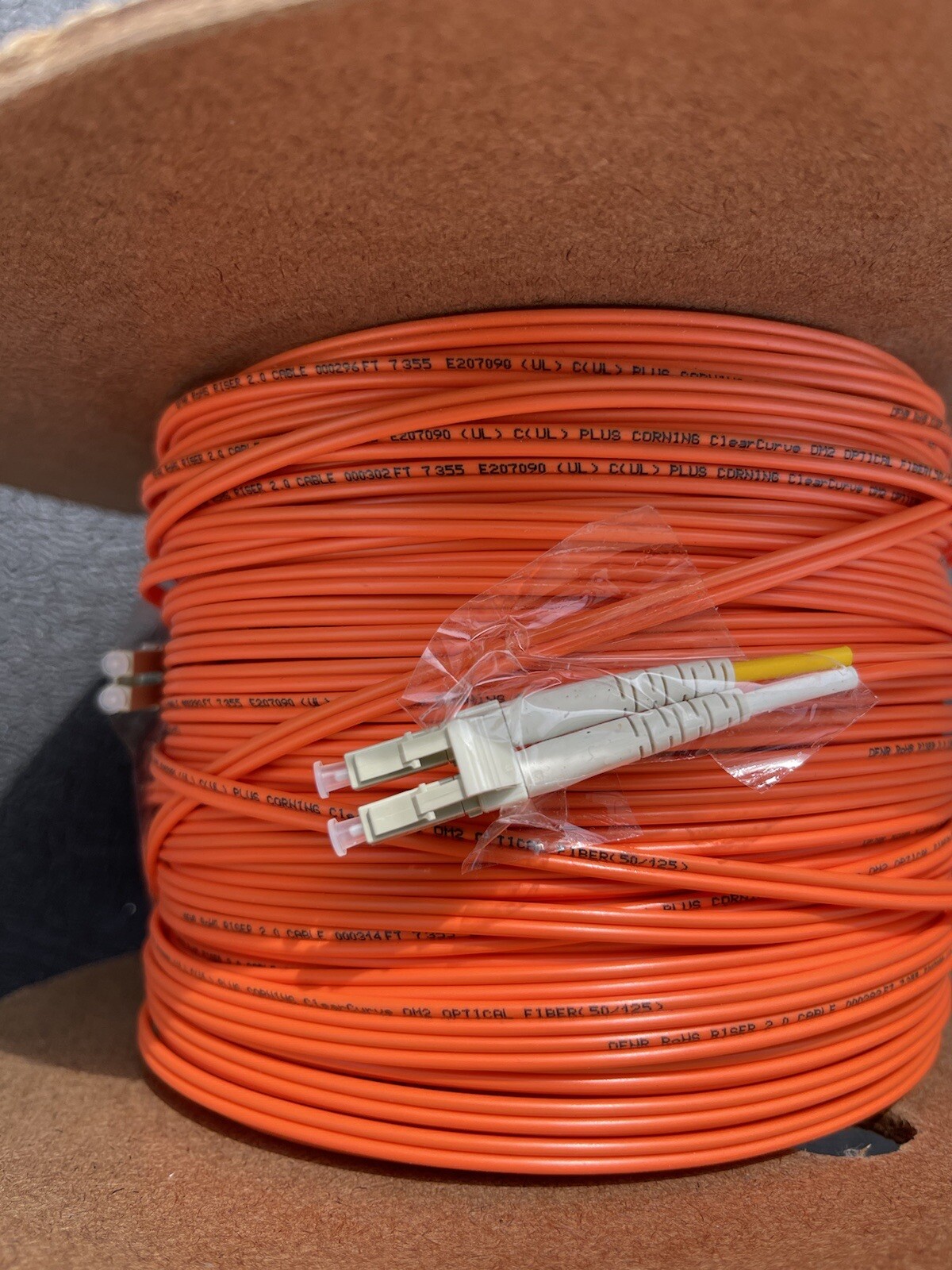 L-Com LC/LC Plus Corning ClearCurve OM2 Optical Fiber OFNR 50/125 Rohs 100 Meter