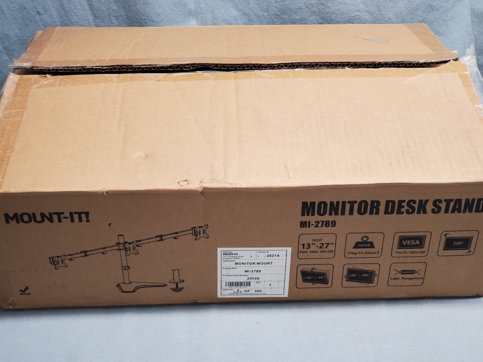 Mount-It Adjustable Triple Monitor Stand Black MI-2789 #A4 76