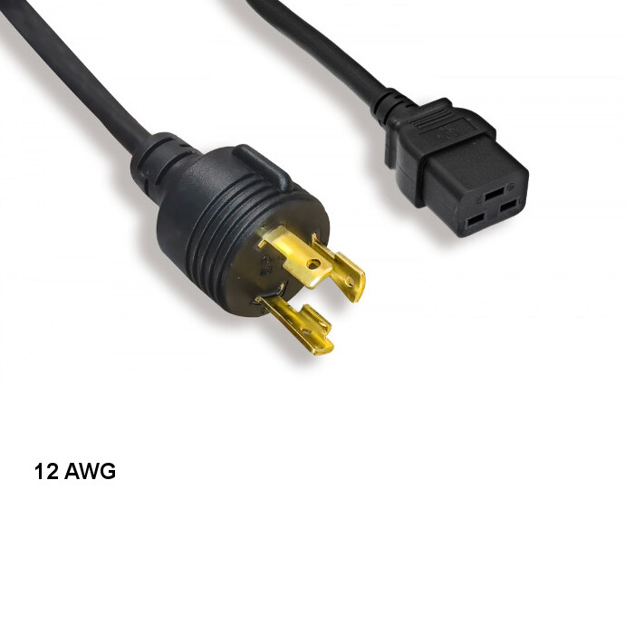 LOT 10pcs 8ft 12 AWG Power Cable NEMA L6-30P to IEC-60320 C19 15A/300V SJT Black
