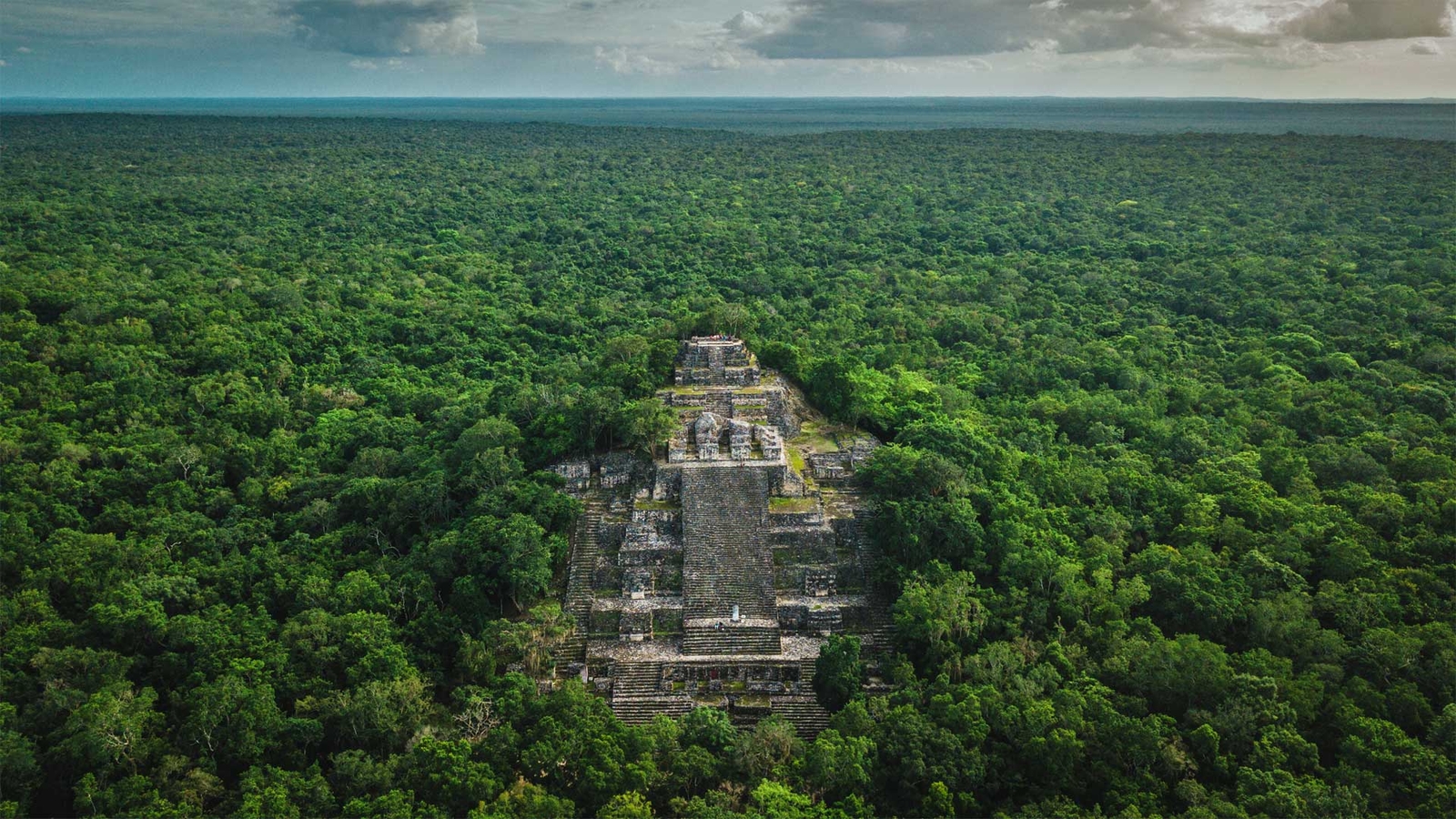 Landscape nature forest pyramid maya calakmul mexico Custom Gaming Mat Desk