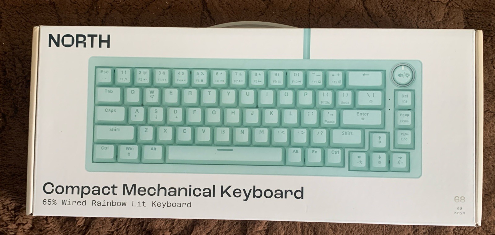 NEW NORTH Compact Mechanical Keyboard Wired Mint Green LED rainbow lighting