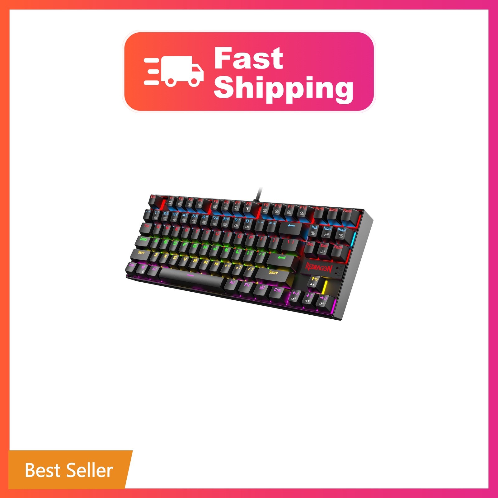 Redragon K552 Mechanical Keyboard, LED Gaming Keyboard with Red Switches | 87...