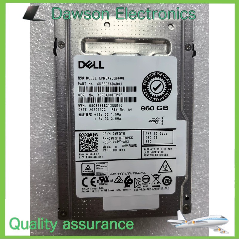 0WFGTH Dell 960GB SAS 12Gbps Mixed Use 2.5'' 512e SSD 0WFGTH KPM5XVUG960G WFGTH