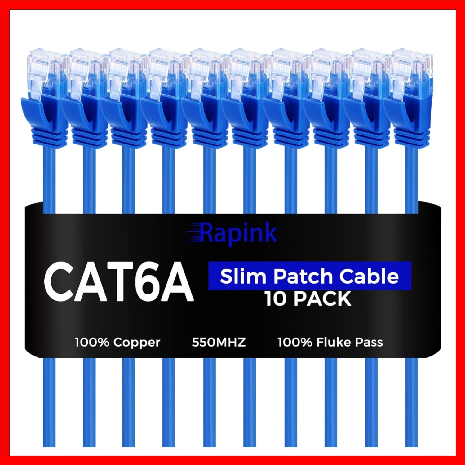 Slim Blue Cat6a Ethernet Patch Cable 10G Support - High-Speed, Space-Saving, ...