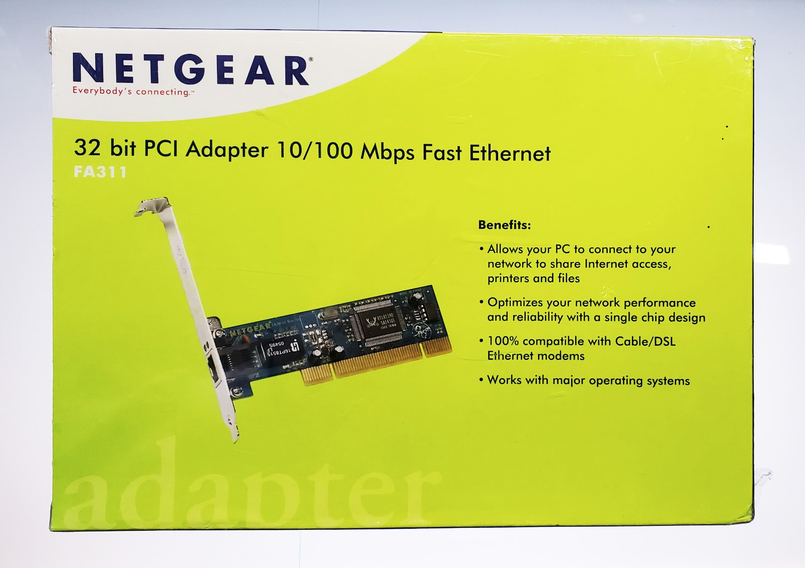 Netgear FA311 v2 Fast Ethernet PCI Adapter - NEW SEALED NOS Vintage LAN Card