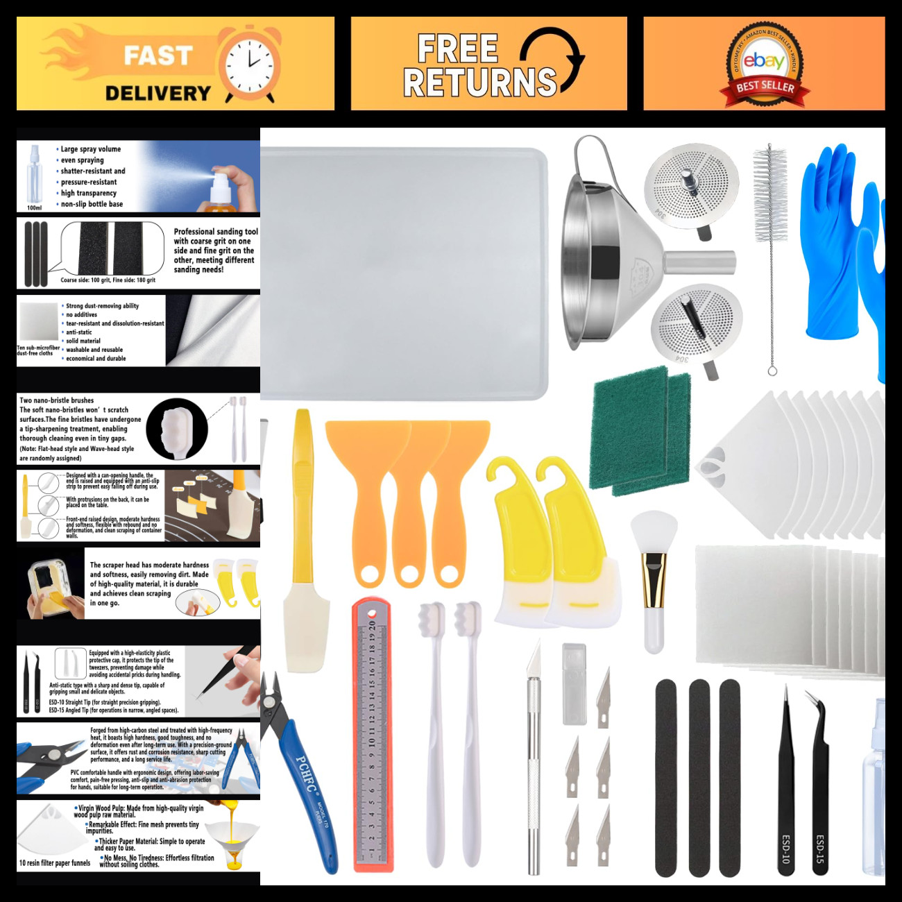 52 Pcs 3D Printing Tool Kit - Stainless Steel Filter, Silicone Pad, Scraper, Twe