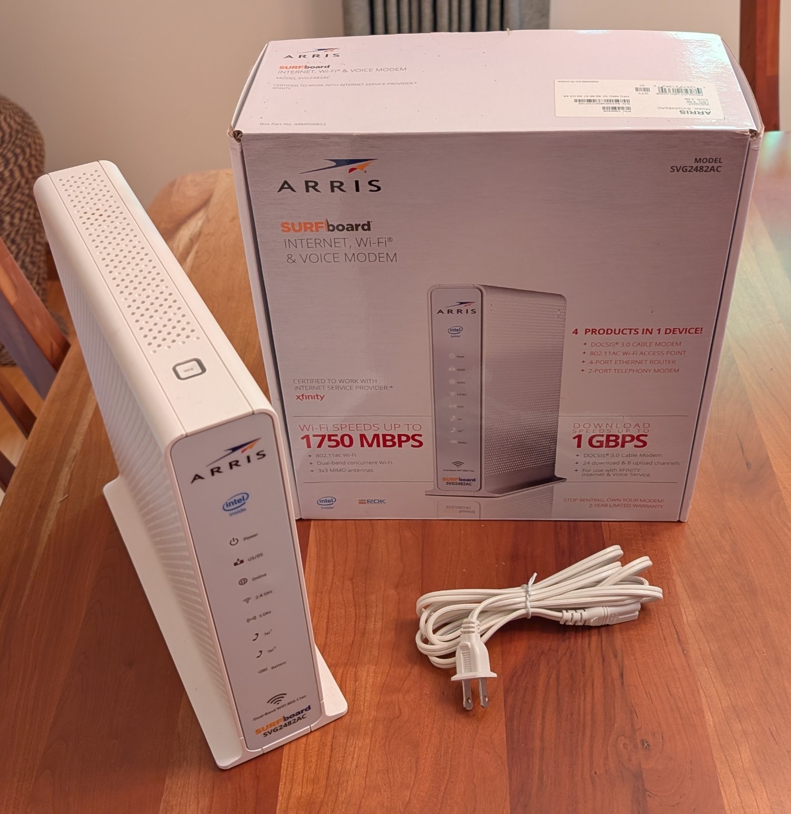 Arris Surfboard Internet WiFi Voice Cable Modem SVG2482AC DOCSIS 3.0 Xfinity