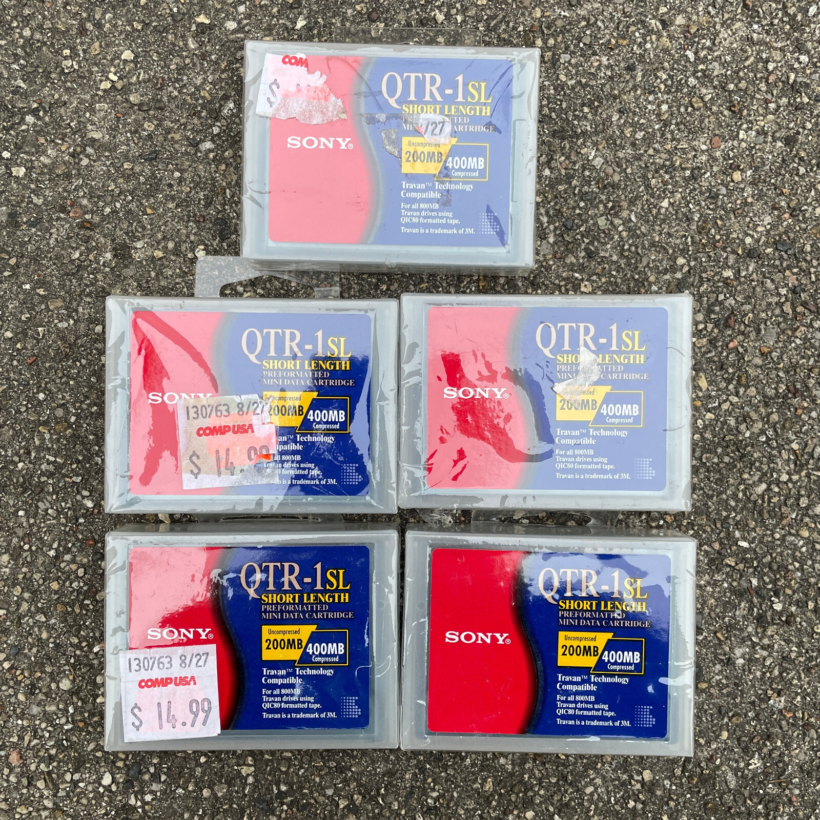 Sony CRT-1SL Data Cartridge 200MB/400MB Compressed/Uncompressed New Lot of 5