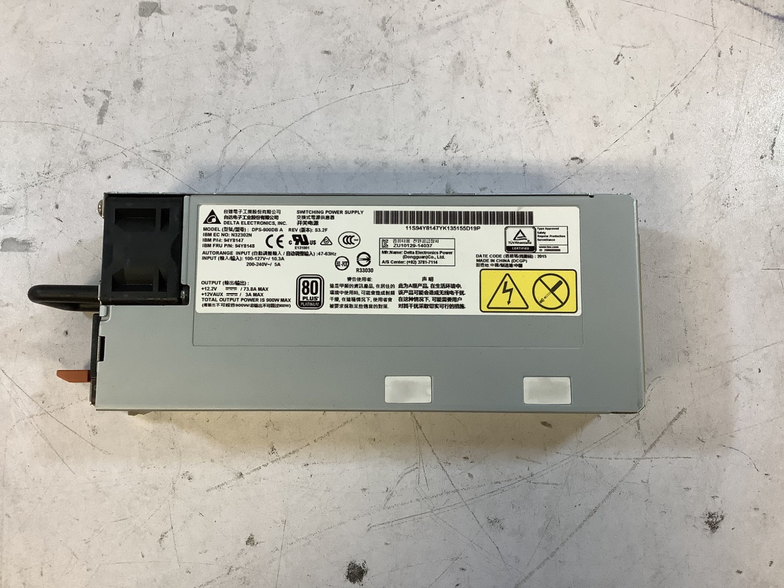 Delta DPS-900DB A 900W 240V 10.3A 80 Plus Platinum Switching Power Supply "A7D"