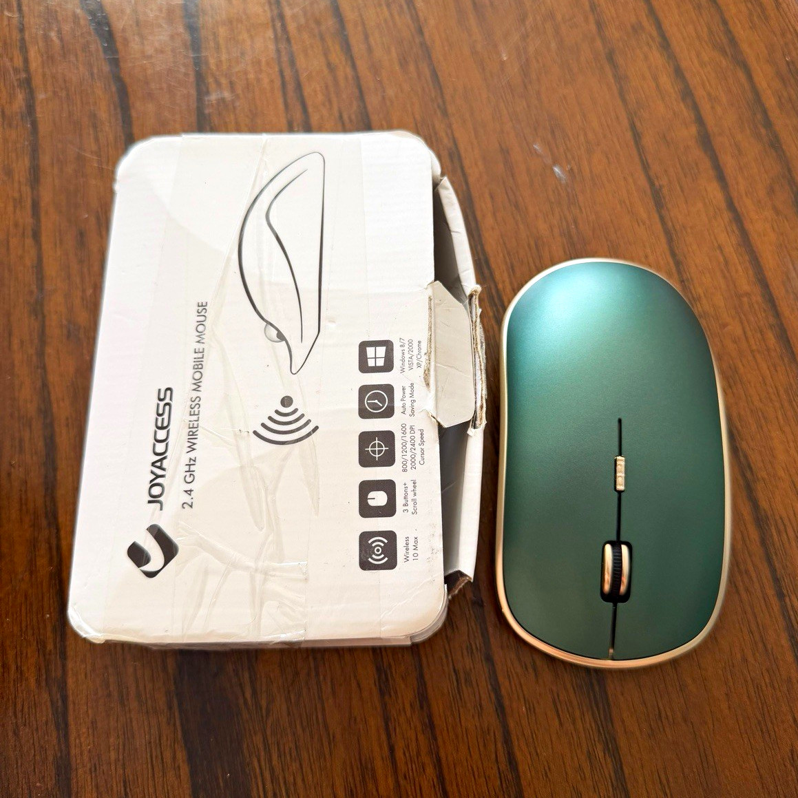 JOYACCESS 2.4GHz Wireless Slim Optical Mouse 2400 DPI 3-Button Green