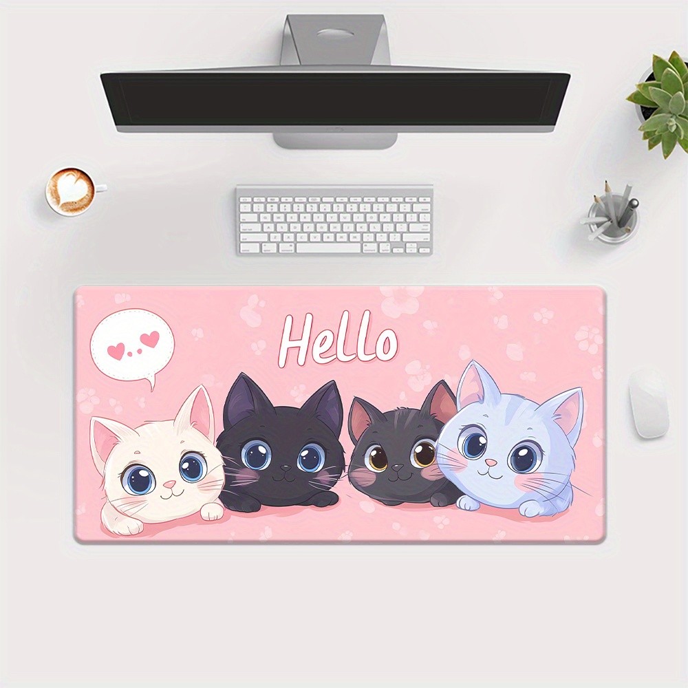 1pc Cartoon Meowing Cat HD Printed Pad for Desk, Multi Functional XXL Mousepad