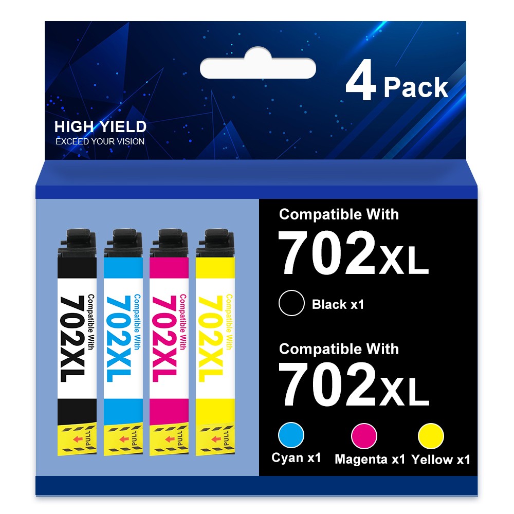 4P 702XL T702XL Ink Cartridges for Epson WorkForce Pro WF-3720 WF-3730 WF-3733