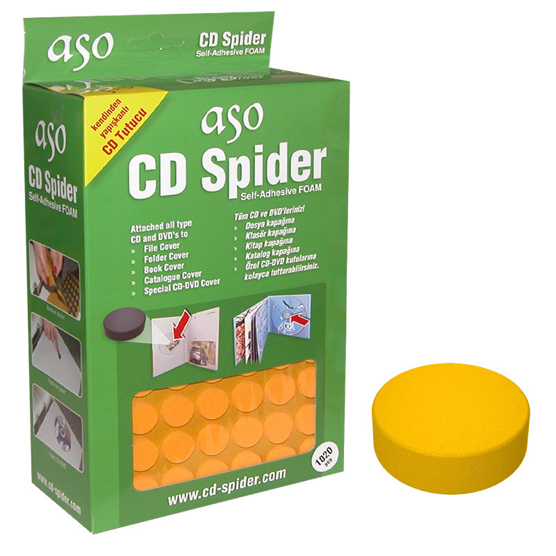 CD DVD Foam Hub Spider Holders Self Adhesive Sticky Dots Studs 1000 pcs (Orange)
