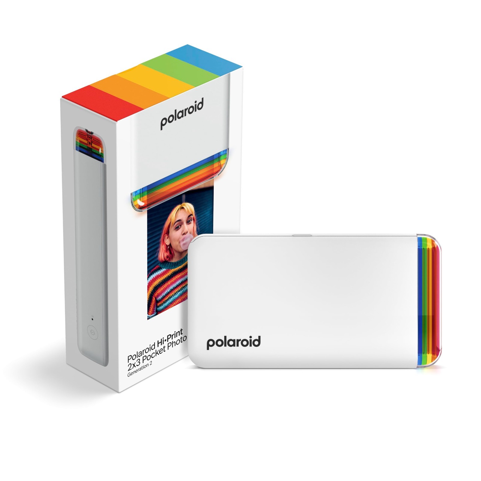 Bluetooth Pocket Photo Printer - 2nd Gen 2x3 Dye-Sub Instant Print - White
