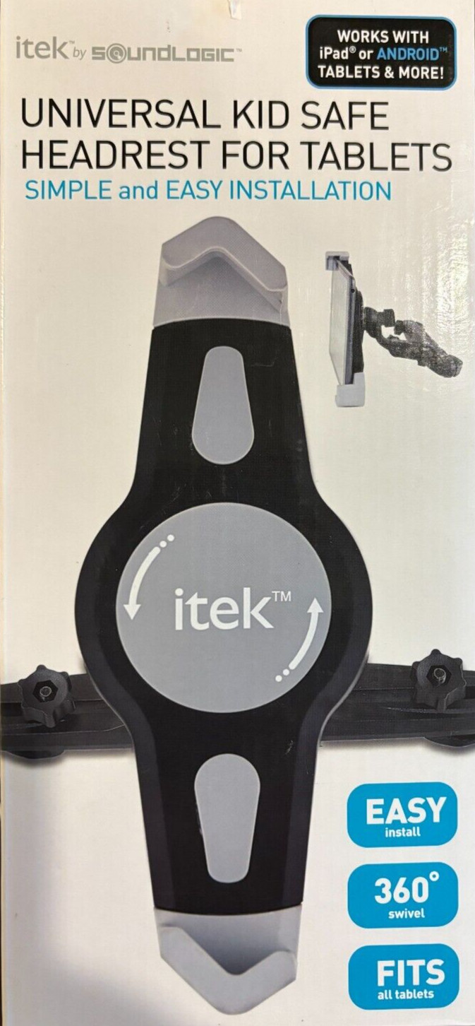 New ITEK By SOUNDLOGIC Universal Kid Safe Headrest For Tablets