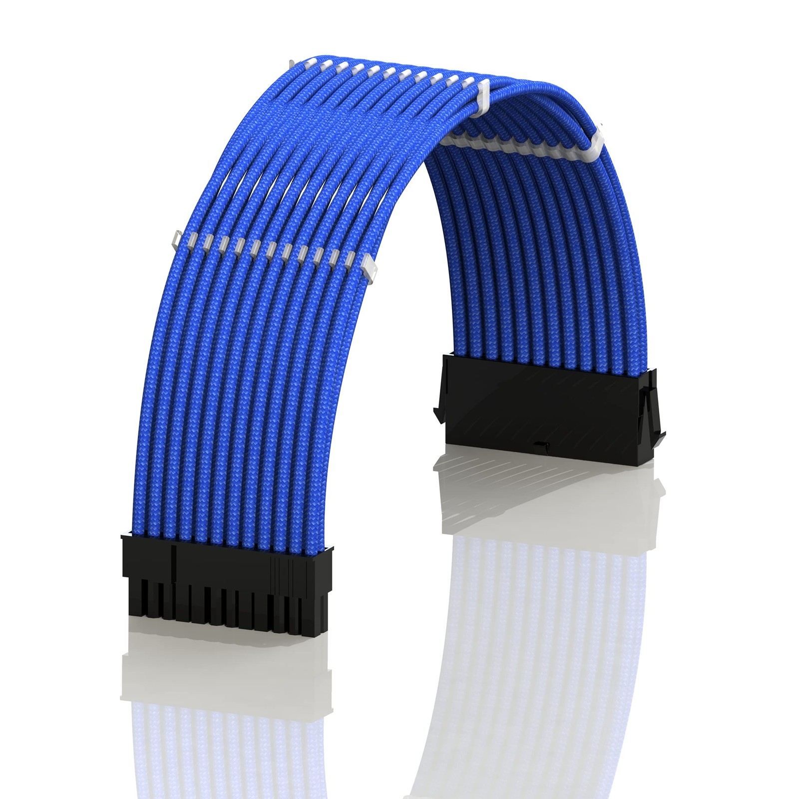 LINKUP ATX 24-Pin PSU Extension Cable | Braided Sleeved, 30cm, Blue