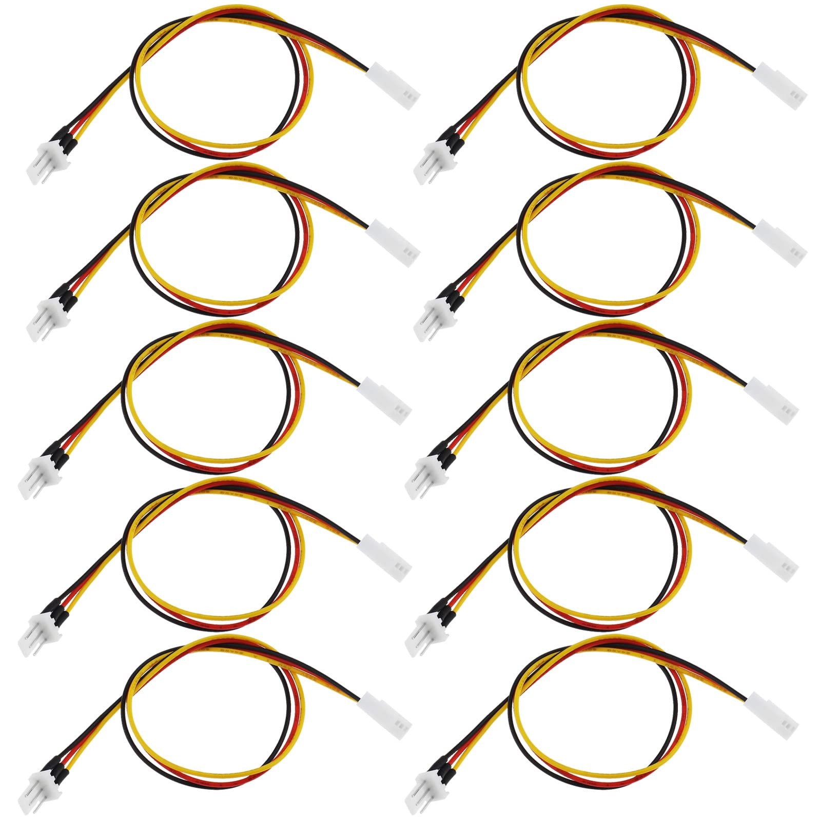 10PCS PC Fan Power Extension Cable 30cm 3-Pin Plug to Female Socket Fan Conne...