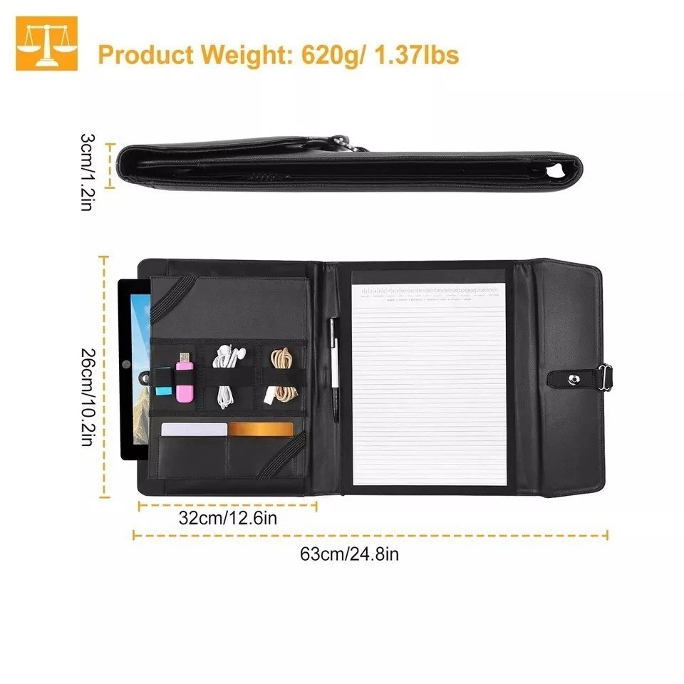 Business Notepad and Tablet Portfolio Carry Case with Handles for 9.7" Tablet PC